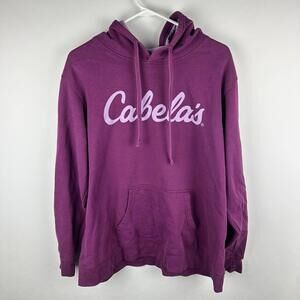 Cabelas Hoodie Womens Extra‎ Large Fuchsia Spellout Logo Hooded Sweatshirt Pouch